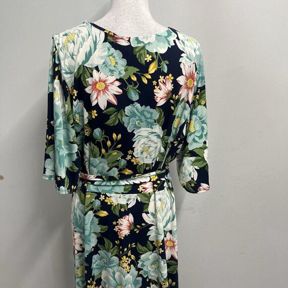 Charter Club Dress Plus size 3X Blue Green Floral Tropical Floral Stretch Knee - Picture 11 of 13